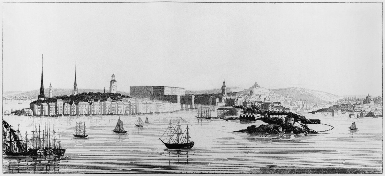 Vue de Stockholm, 1841 - French School