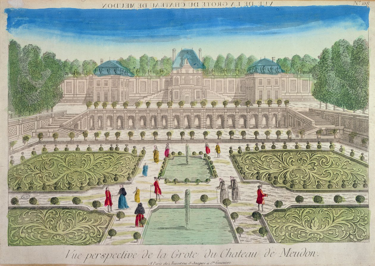 Vue de la grotte au château de Meudon - French School