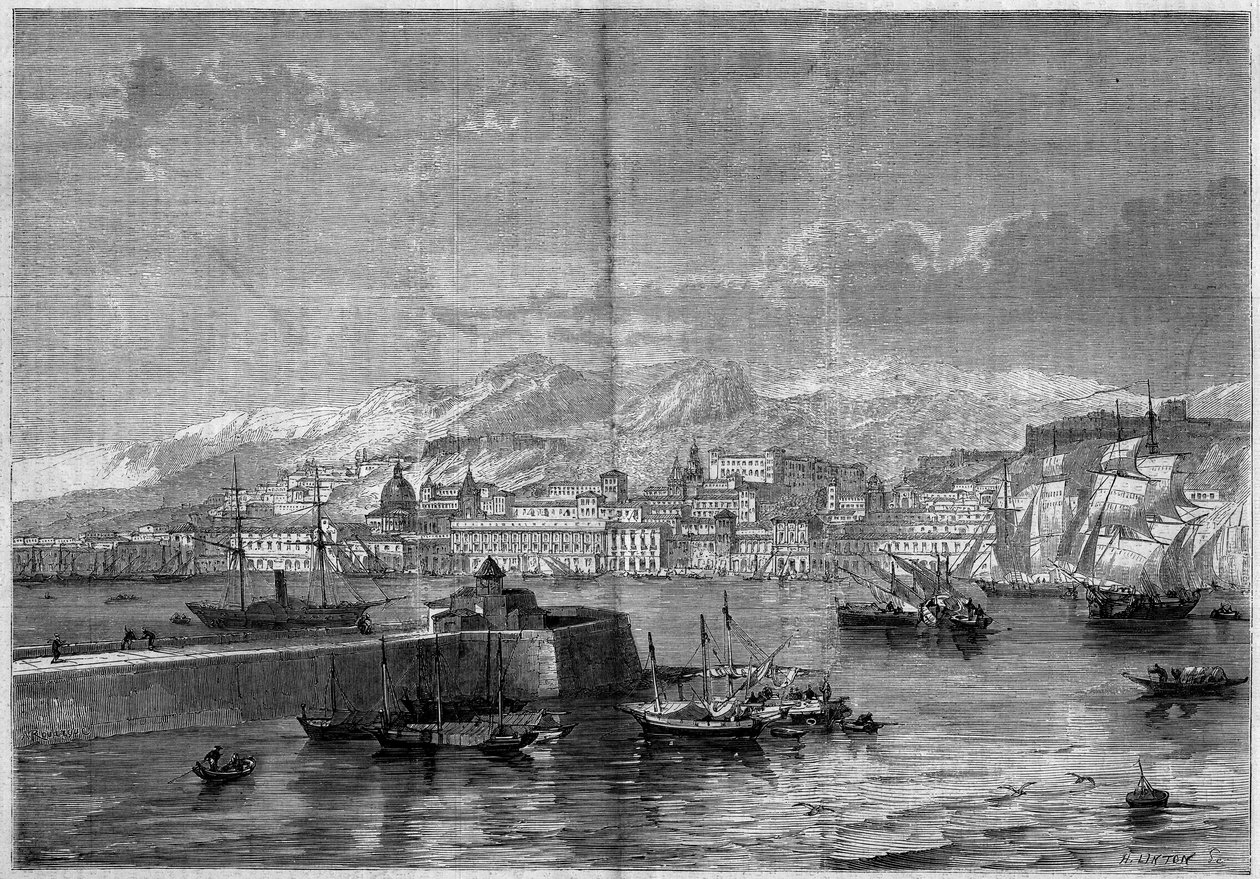 Vue de la ville de Messine. Sicile, Italie - French School