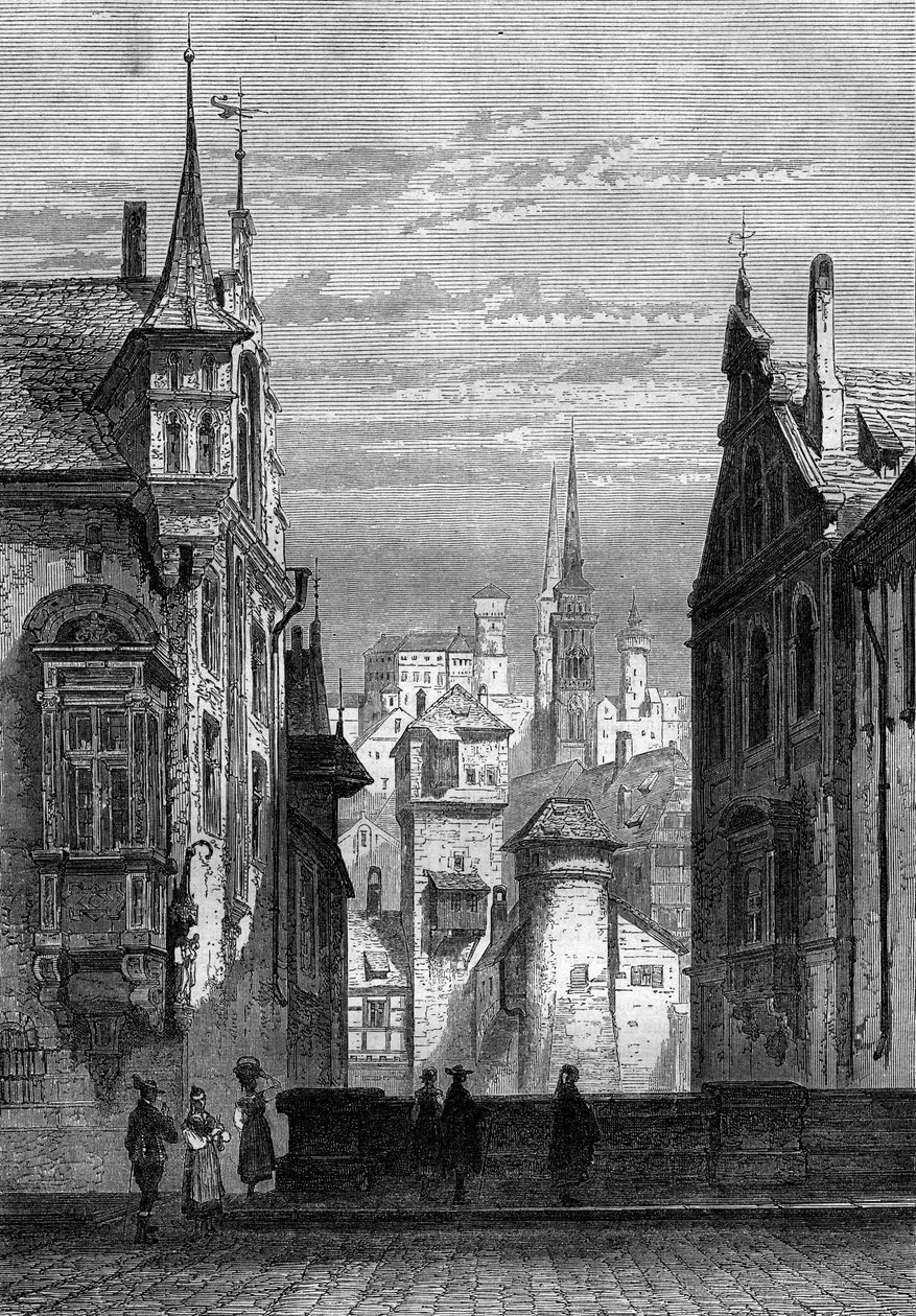 Vue de la ville de Nuremberg en Allemagne - French School