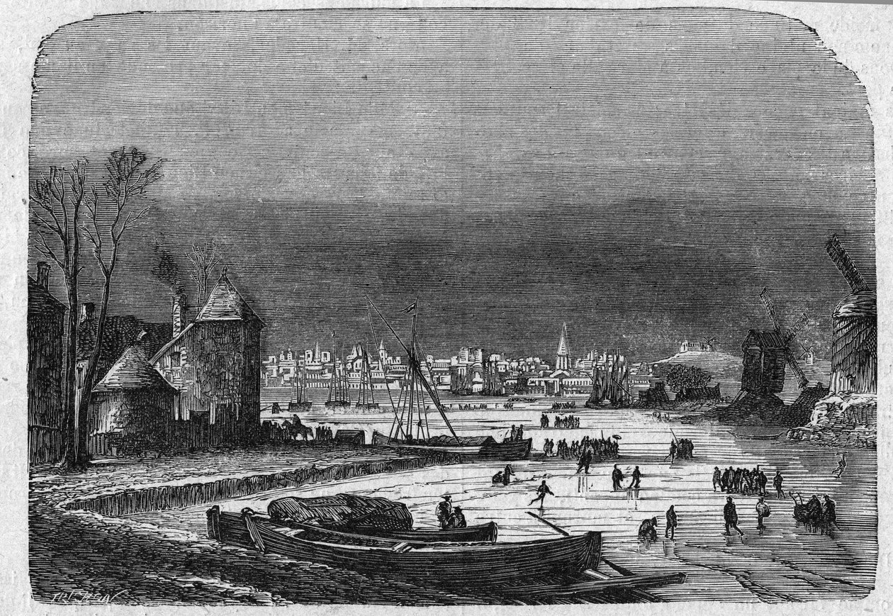 Vue de la ville de La Haye en Hollande, fin du 19ème siècle. Gravure dans "La gazette du dimanche" du 5 décembre 1895 - French School