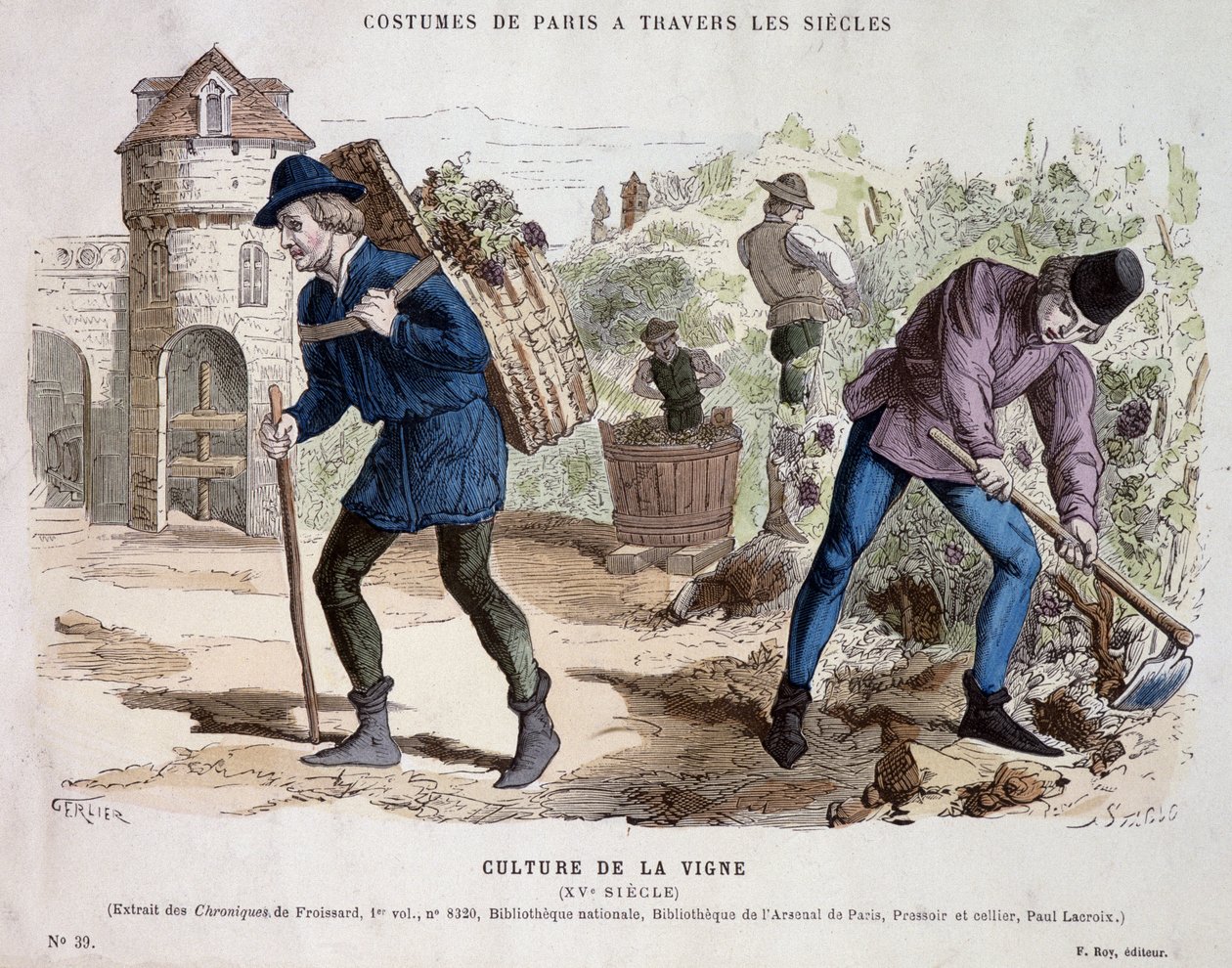 Culture de la vigne au 15e siècle - dans Costume de Paris à travers les siècles - French School