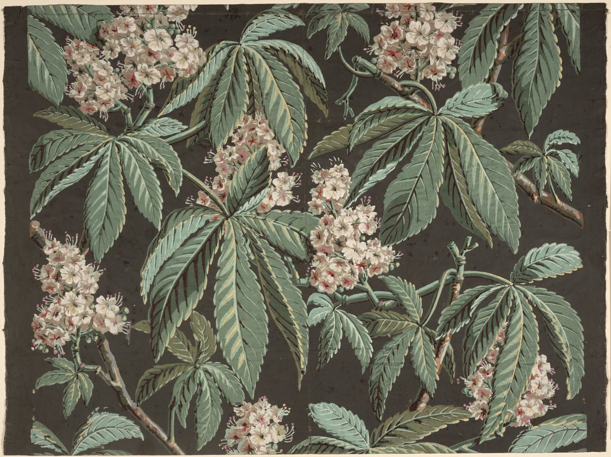 Motif de papier peint avec branche de châtaignier (détail) - French School