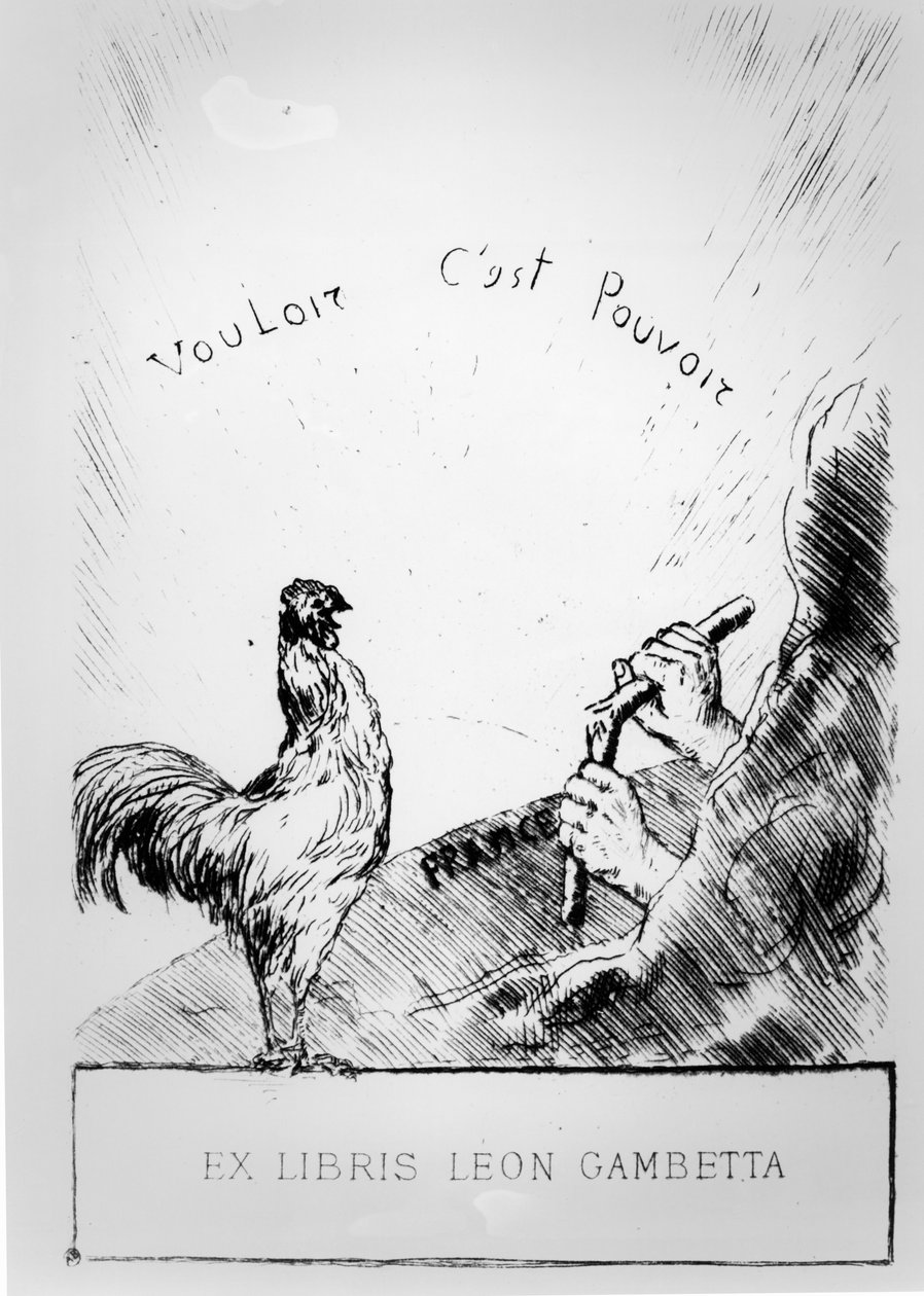 Là où il y a une volonté, il y a un chemin, ex-libris de Léon Gambetta - French School
