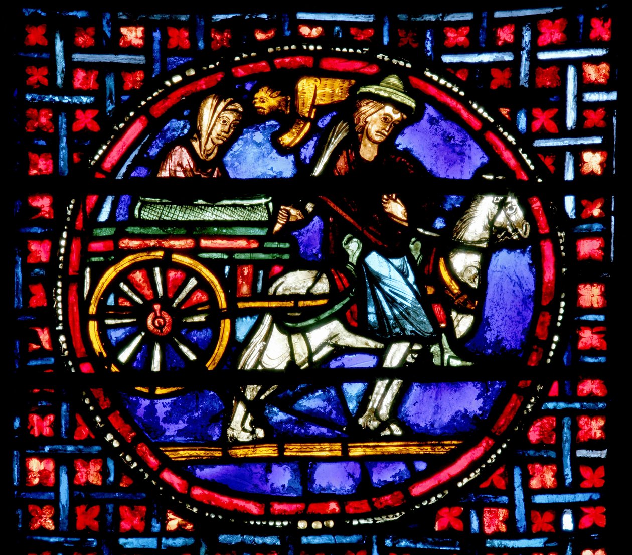 Fenêtre représentant Julienne déplaçant les reliques de Saint Étienne à Constantinople - French School