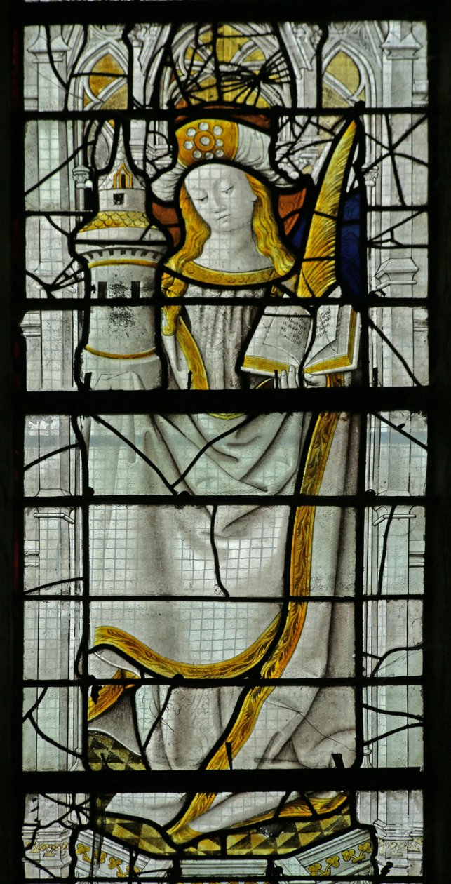 Vitrail représentant Sainte Barbe - French School