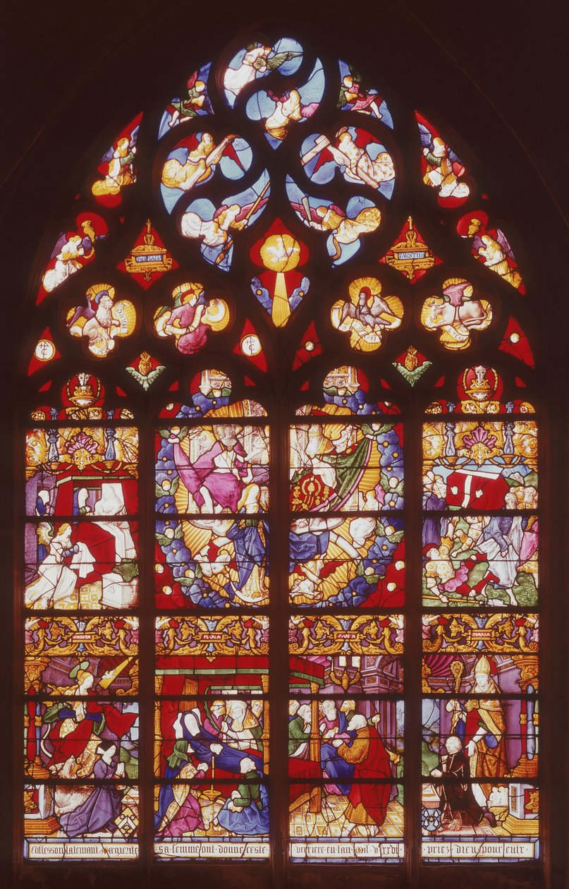 Vitrail représentant des scènes de la Vie de la Vierge - French School