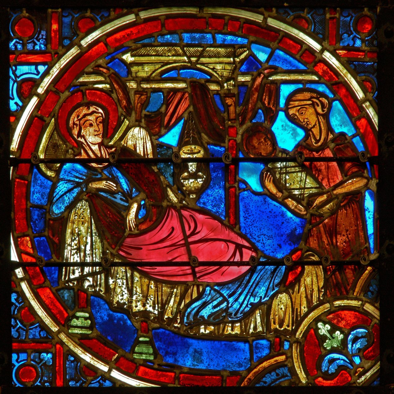 Vitrail représentant la Nativité - French School