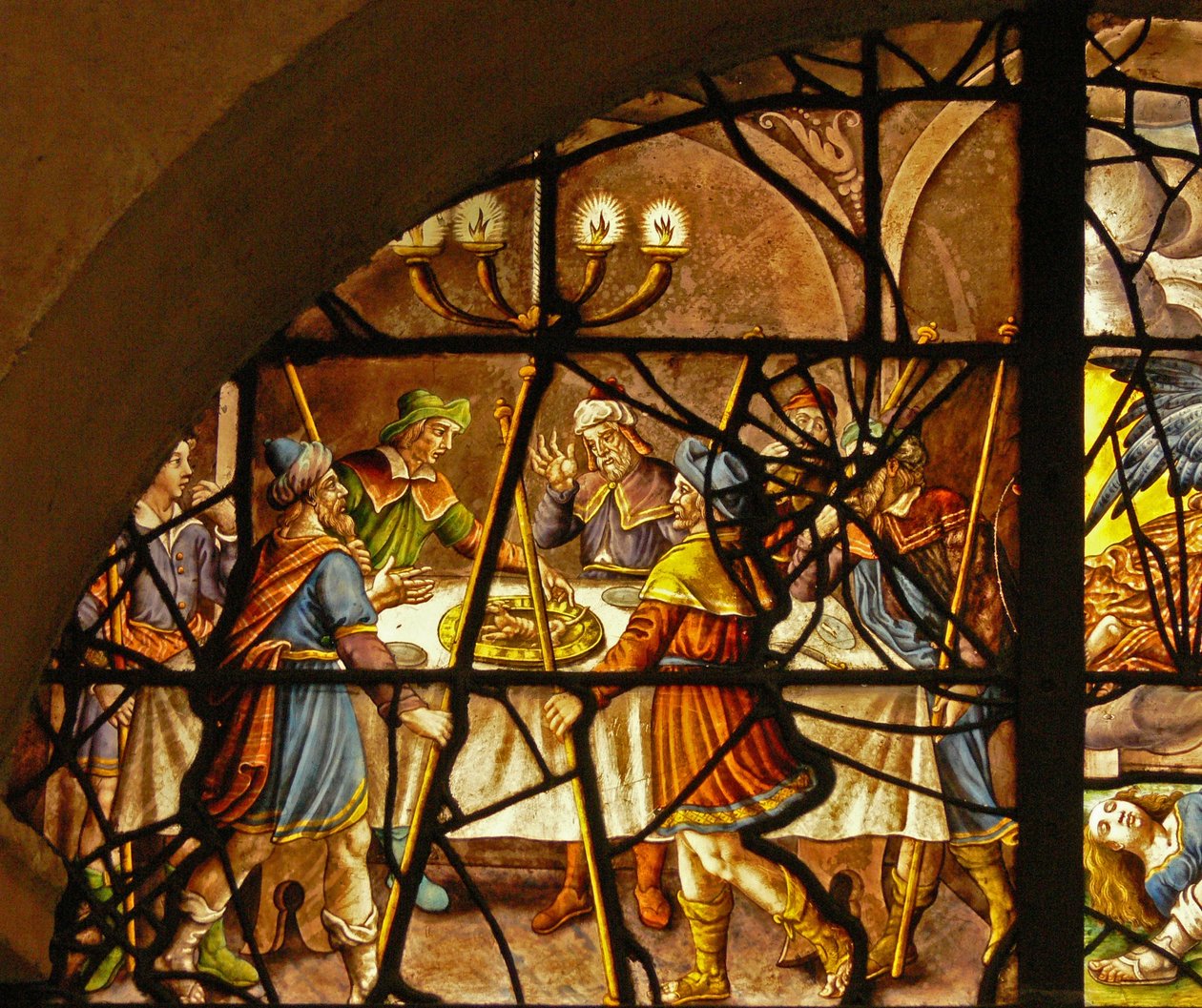 Fenêtre dans le Charnier représentant la Pâque - French School
