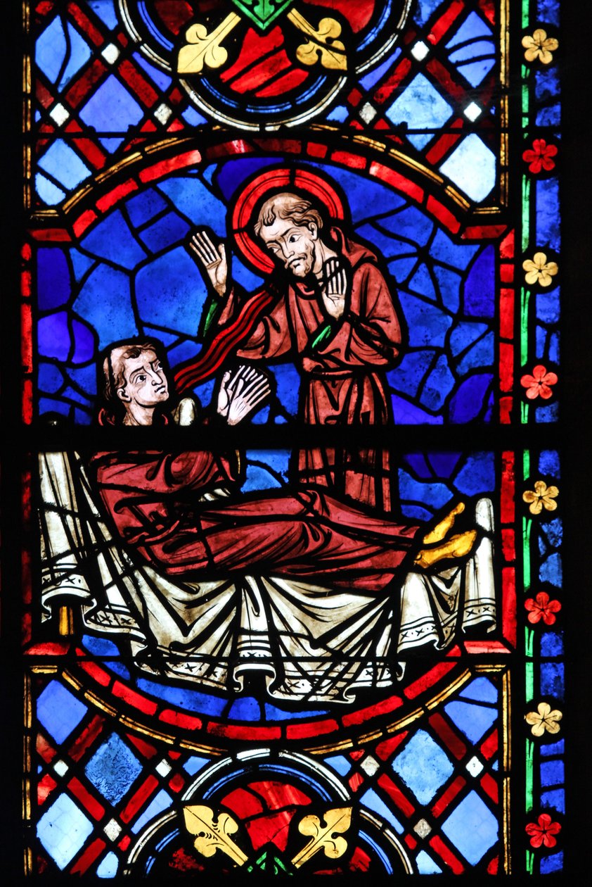 Fenêtre w04 représentant un moine saint apparaît à Saint Martin - French School
