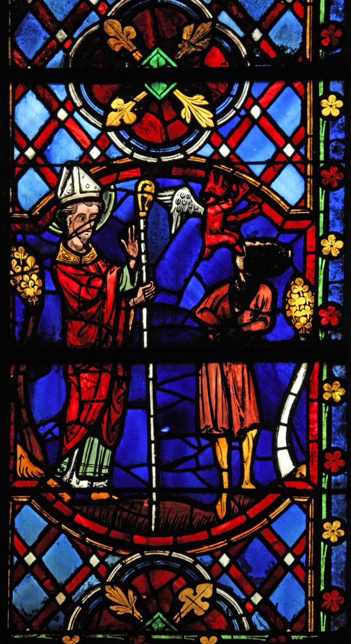 Fenêtre w08 représentant Saint Martin exorcise un démon - French School