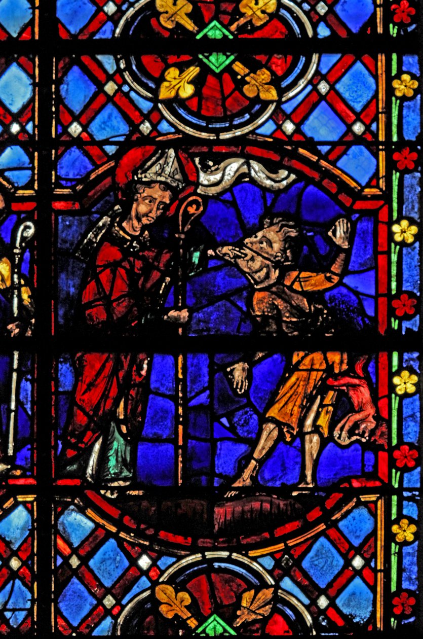 Fenêtre w08 représentant Saint Martin exorcise un démon - French School