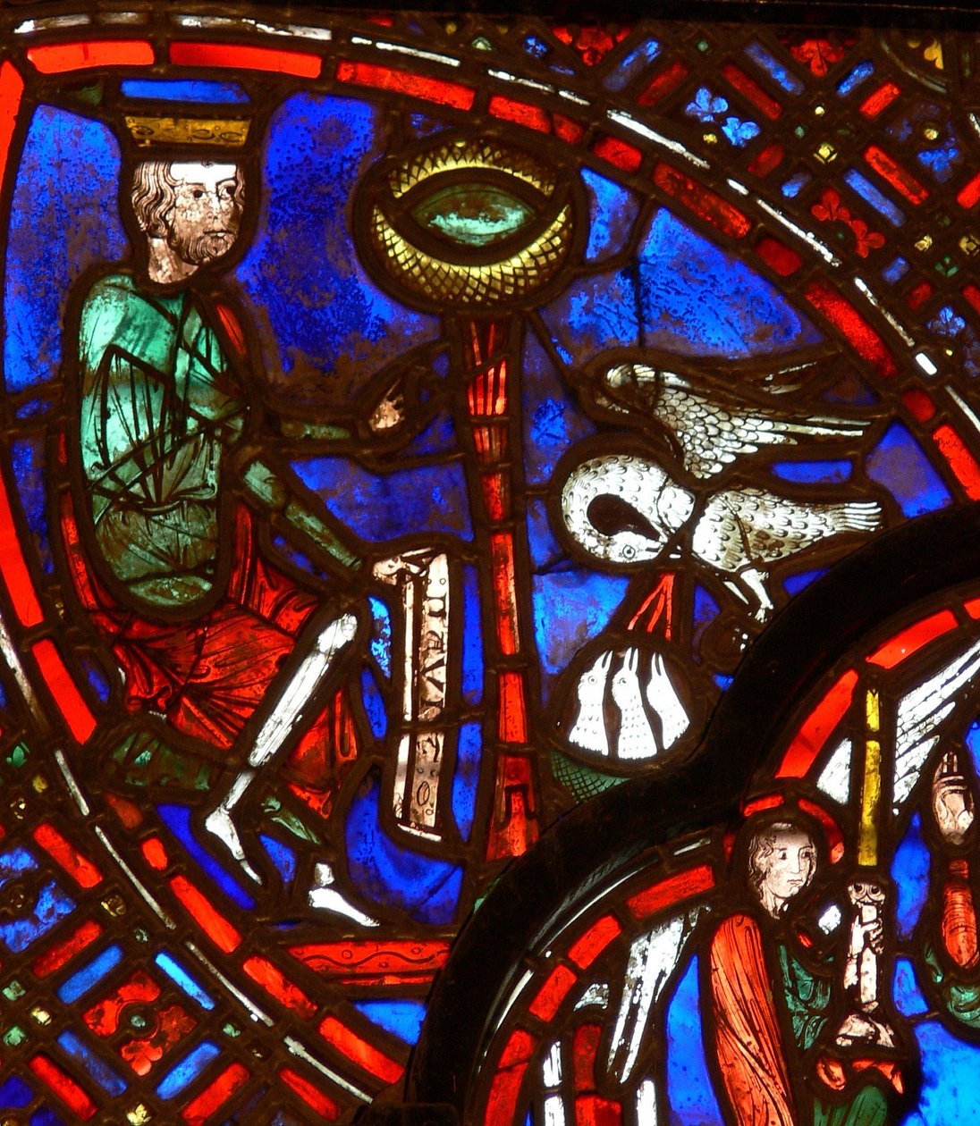 Fenêtre w0 représentant David et le Pélican - French School