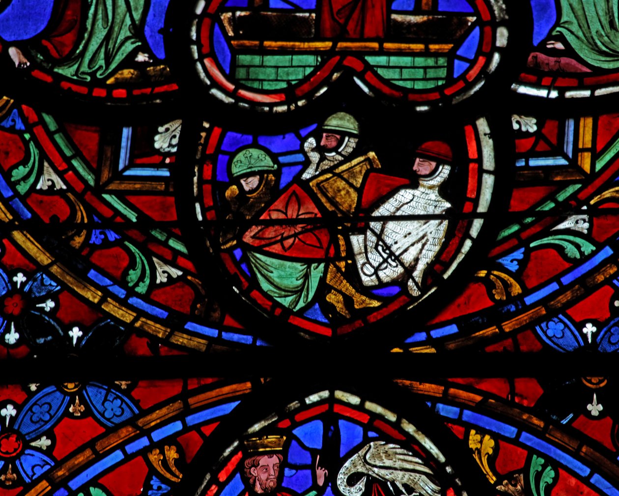 Fenêtre w0 représentant la Résurrection - les soldats endormis - French School