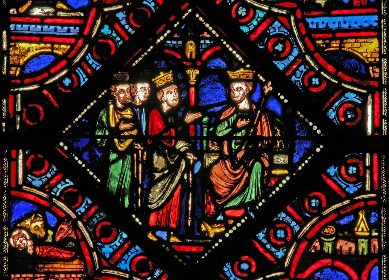 Fenêtre w0 représentant les Mages avec Hérode - French School
