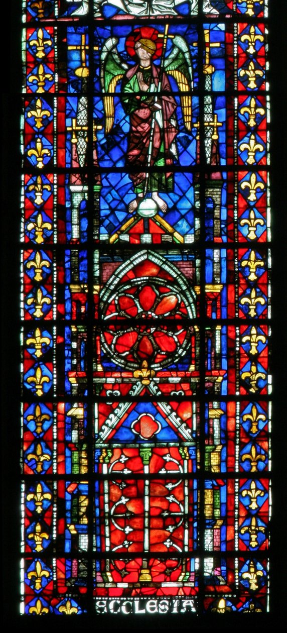 Fenêtre w100 représentant la cathédrale de Reims - French School