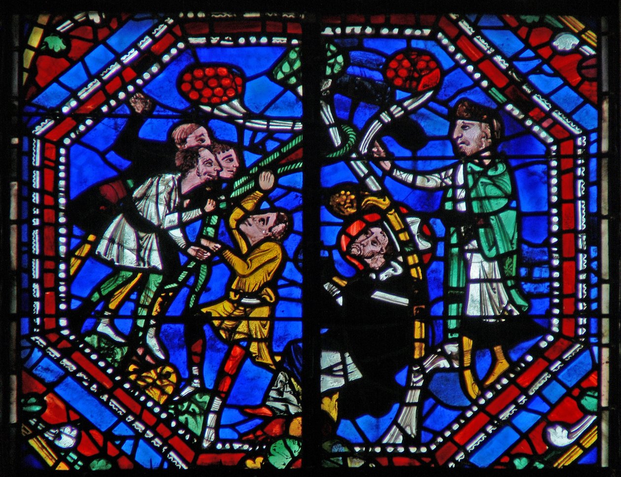 Fenêtre w104a représentant Saint Martin et le miracle du pin - French School