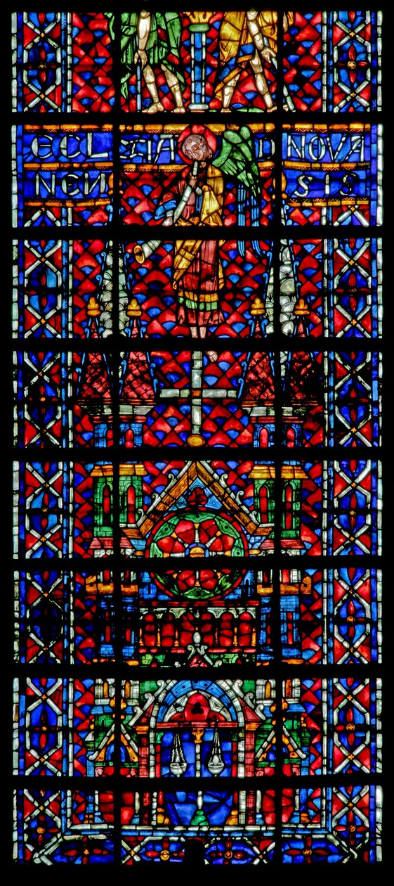 Fenêtre w106 représentant la cathédrale de Noyon - French School