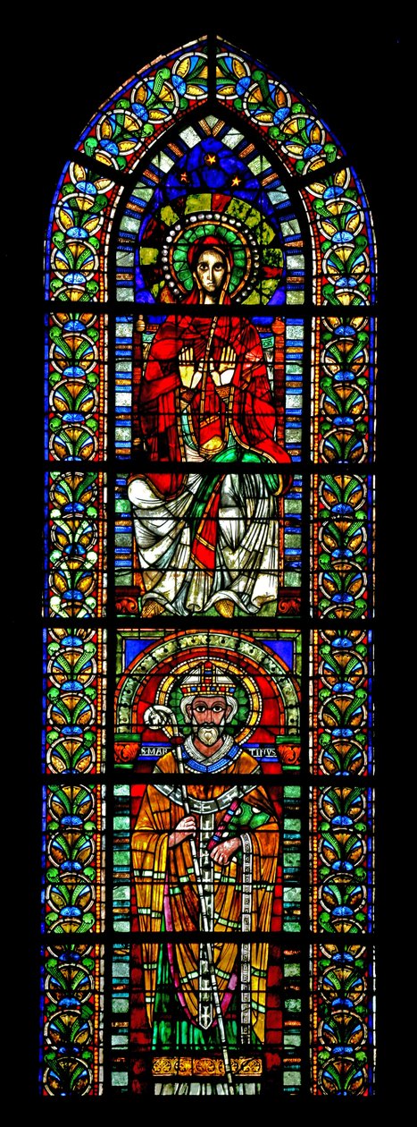 Fenêtre w109 représentant la Vierge Marie et Saint Martin - French School