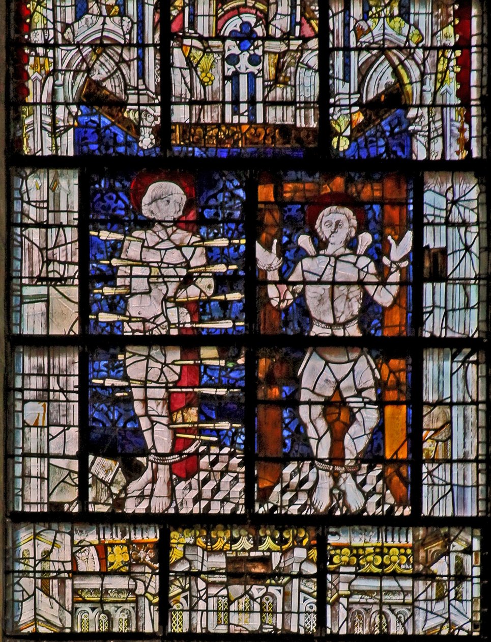 Fenêtre w115 représentant Saint Sébastien et Saint Quentin - French School