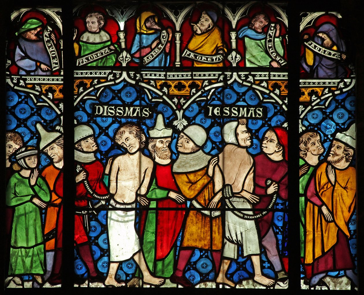 Fenêtre w12 représentant deux voleurs choisis pour être crucifiés avec Jésus - French School