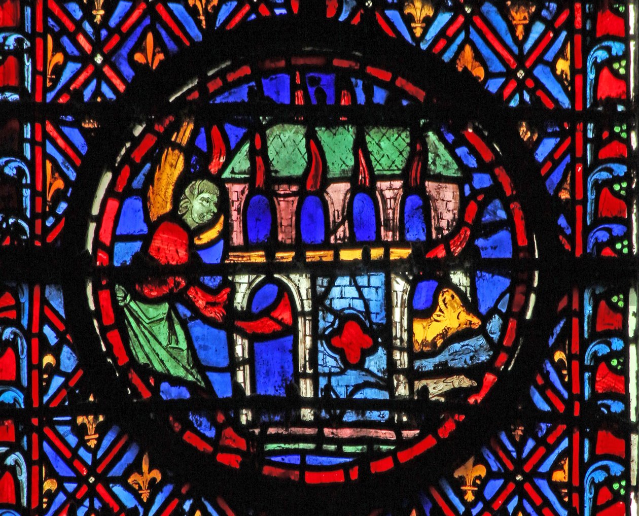 Les écuries en feu - French School