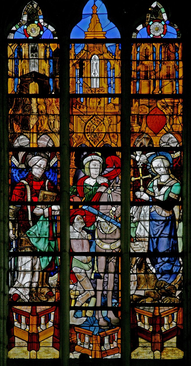 Fenêtre w17 représentant Saint Laurent, Saint Martin et Sainte Marguerite - French School