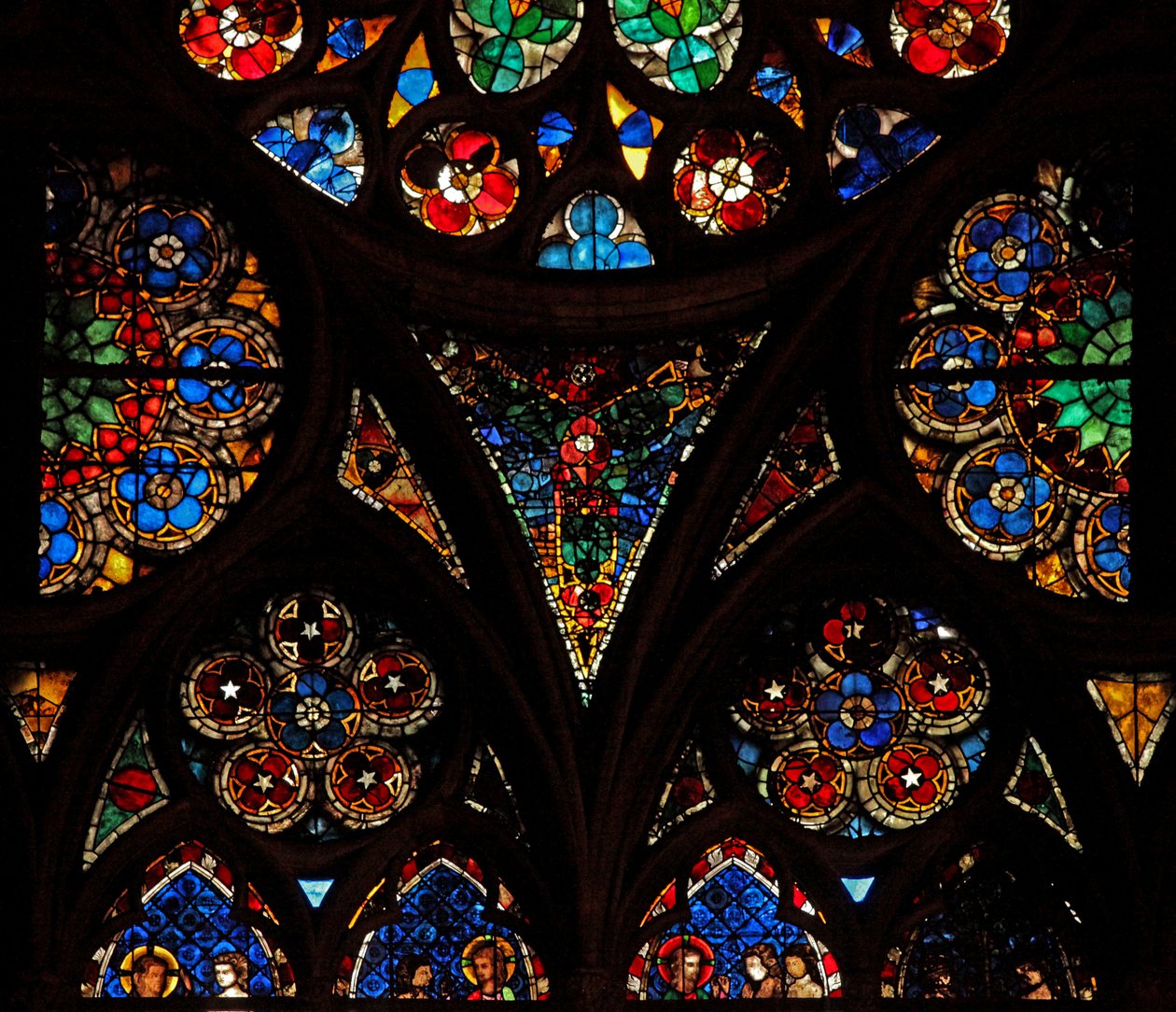 Fenêtre w17 représentant les lumières de la rosace avec du verre géométrique et décoratif - French School