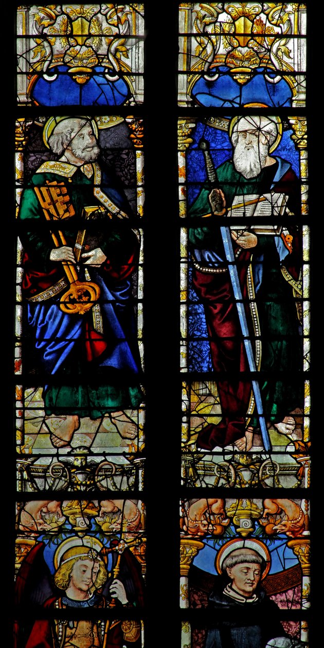 Vitrail w1 représentant Saint Pierre et Saint Paul - French School