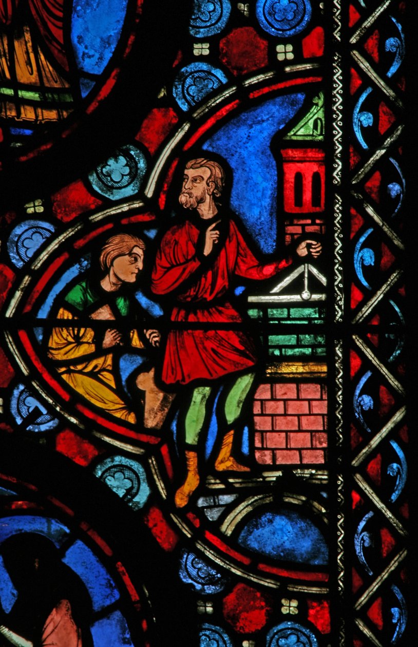 Fenêtre w1 représentant une scène de la vie de Saint Martin - French School