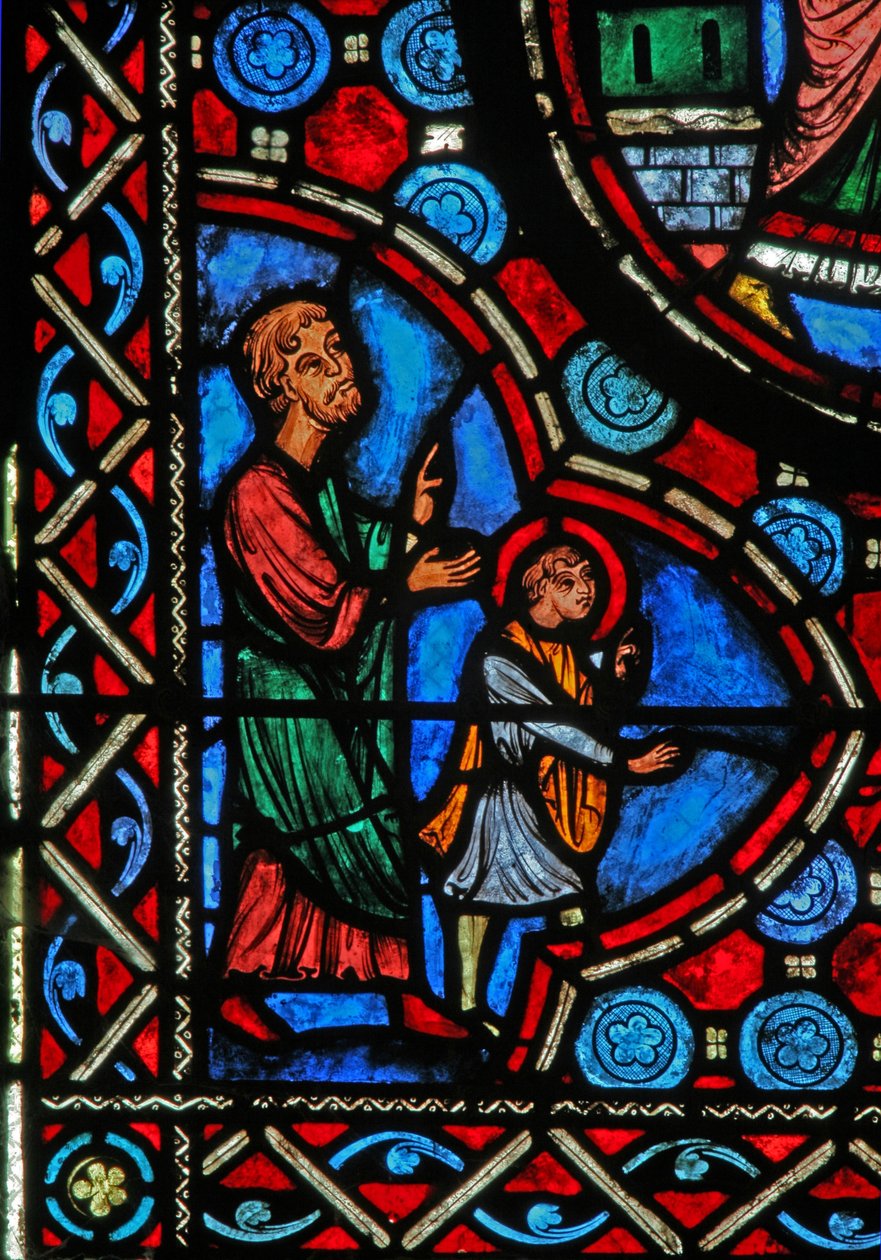Fenêtre w1 représentant une scène de la vie de Saint Martin - French School