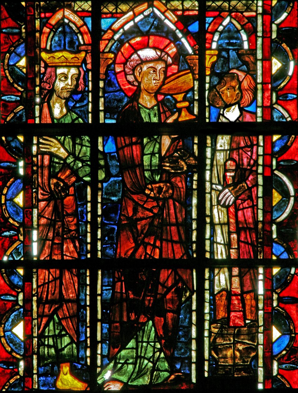 Scène de la légende de Saint Jean : le saint et la coupe empoisonnée - French School