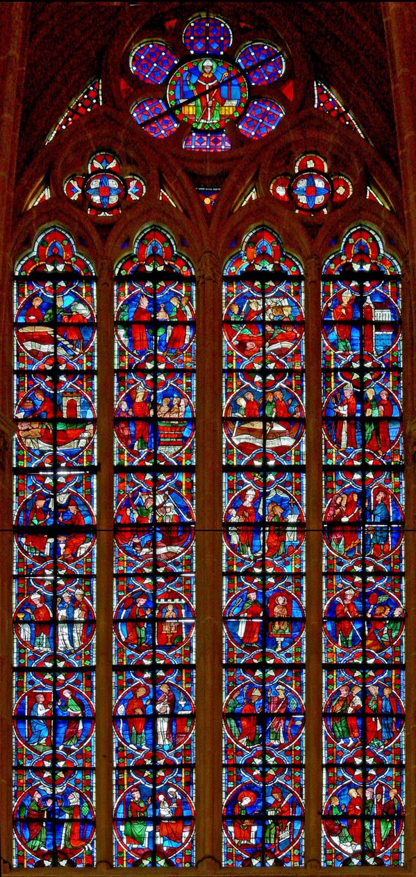 Vitrail w209 représentant des scènes de la vie de Saint Nicolas - French School