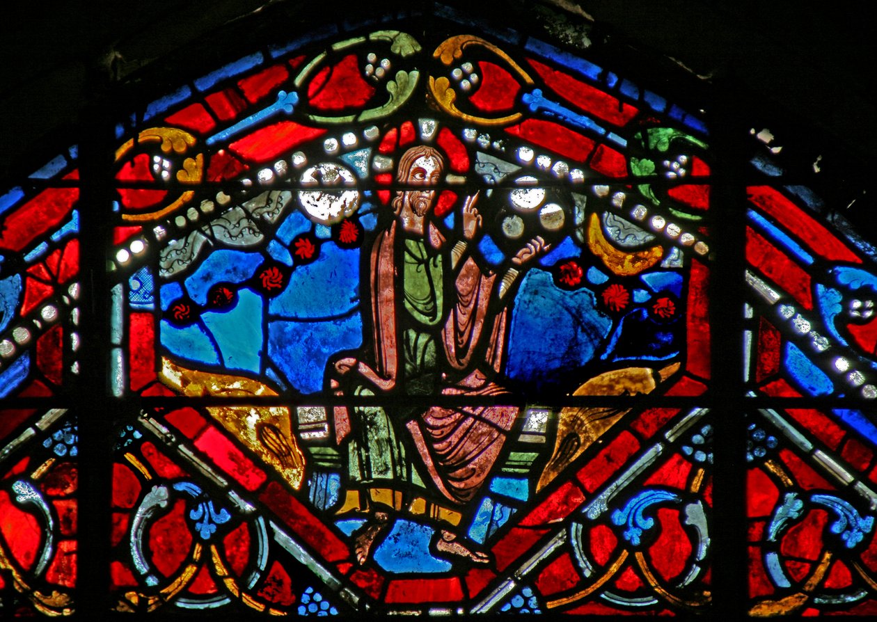 Fenêtre w21 représentant Dieu le Créateur créant les Cieux et la Terre - French School