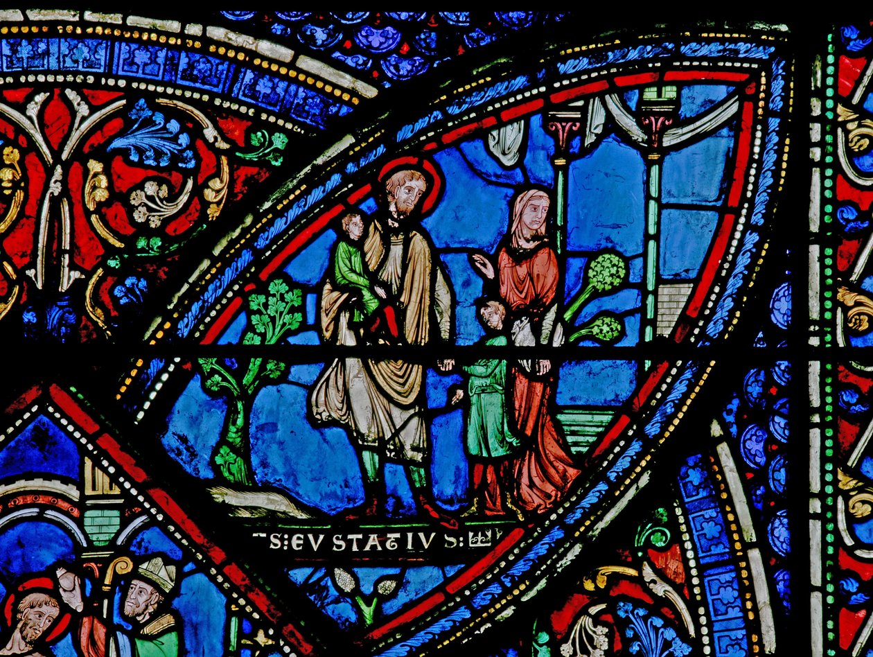 Scène de la vie de Saint Eustache : il quitte la maison avec sa famille - French School