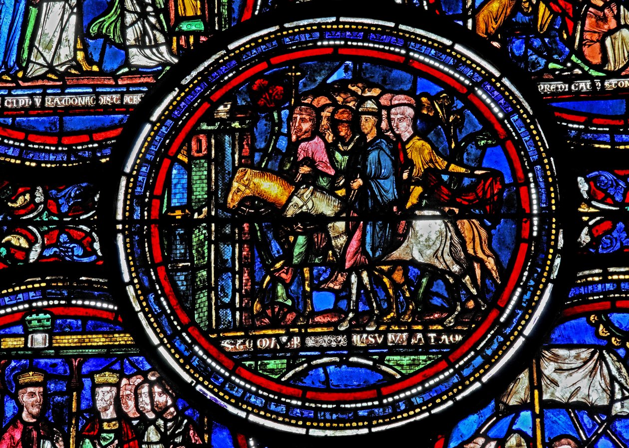 Fenêtre w23 représentant Saint Thomas Becket en route pour Canterbury - French School