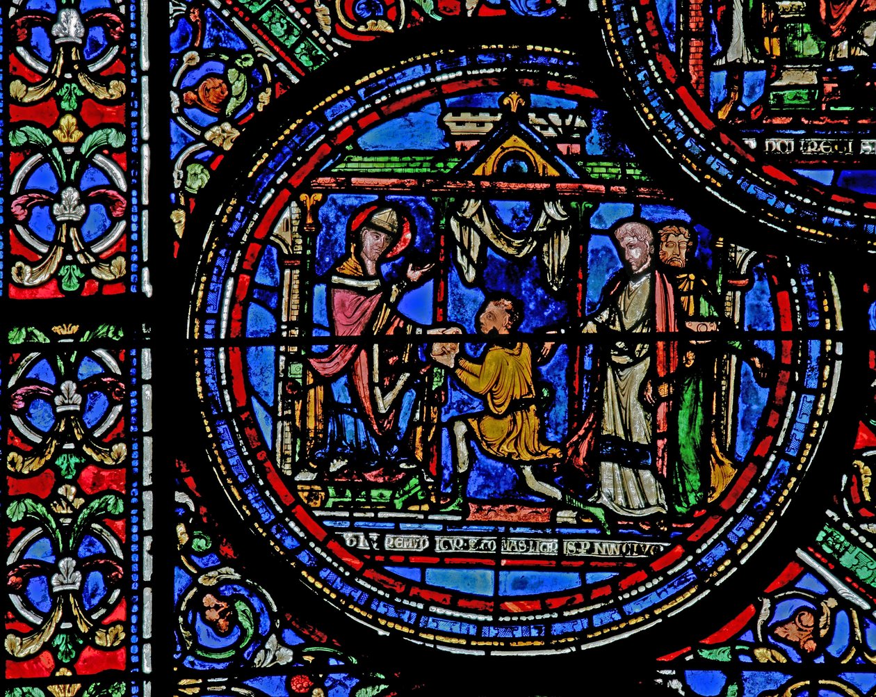 Fenêtre w23 représentant Saint Thomas Becket recevant un message du roi - French School