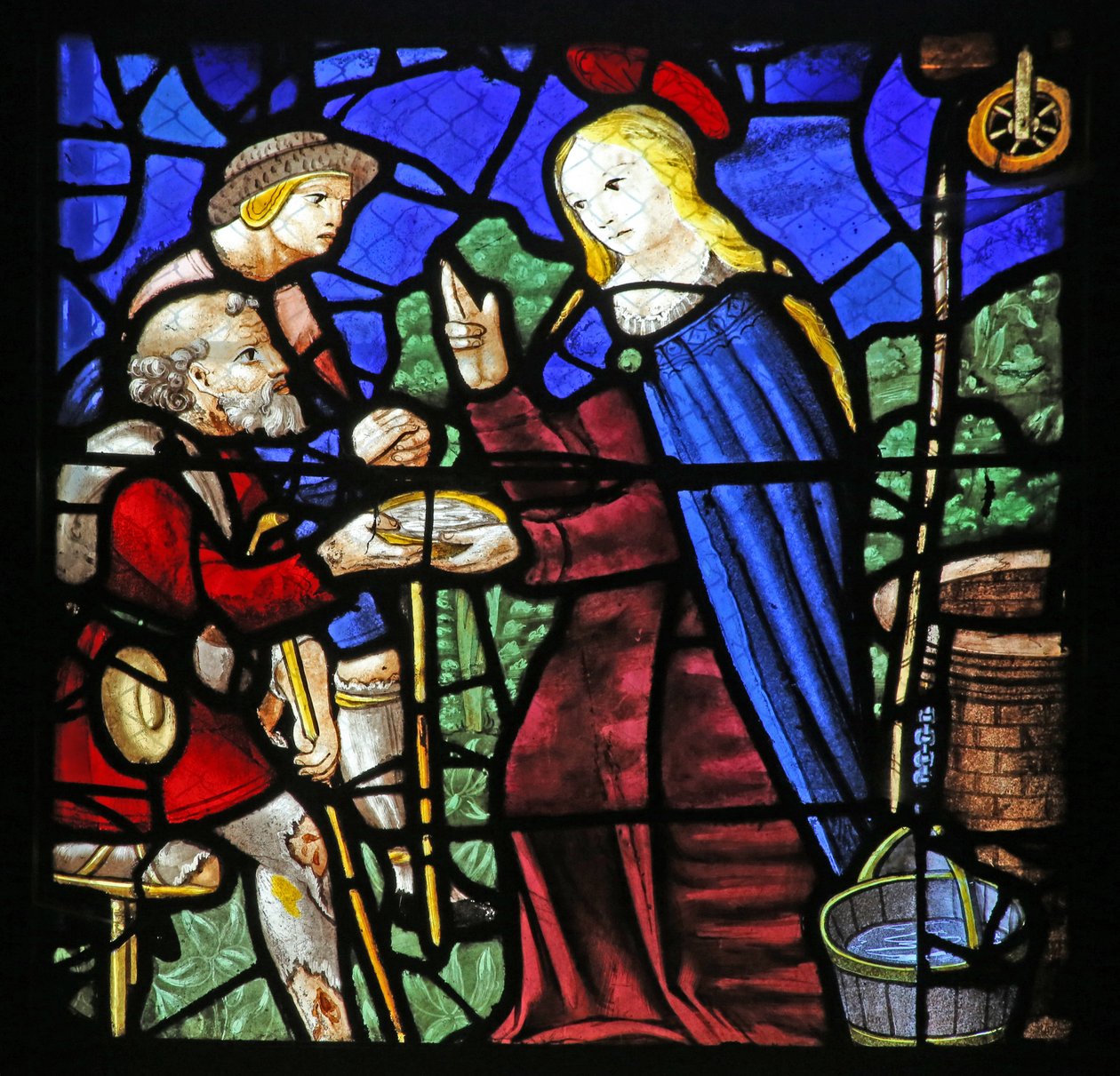 Sainte Geneviève donne à boire à un lépreux - French School