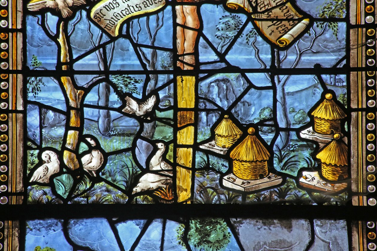 Scènes champêtres inspirées de Virgile sous le Christ en croix - French School
