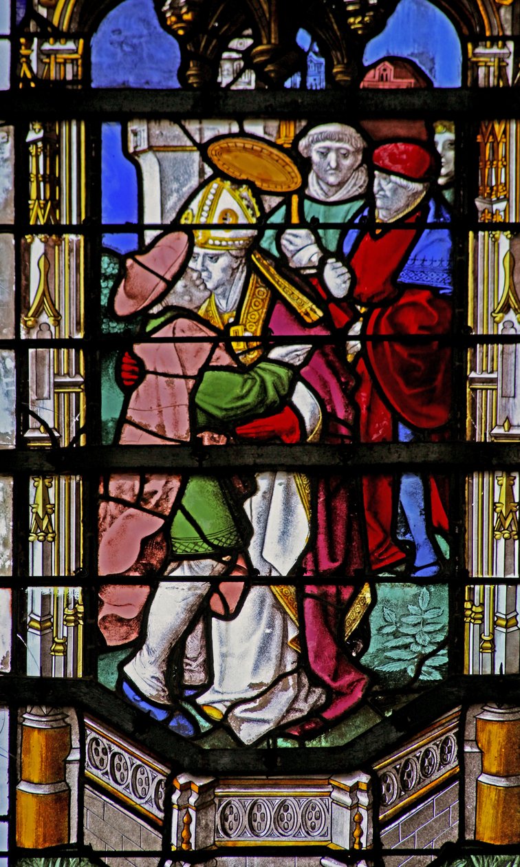 Fenêtre w27 représentant Saint Martin embrasse un lépreux - French School