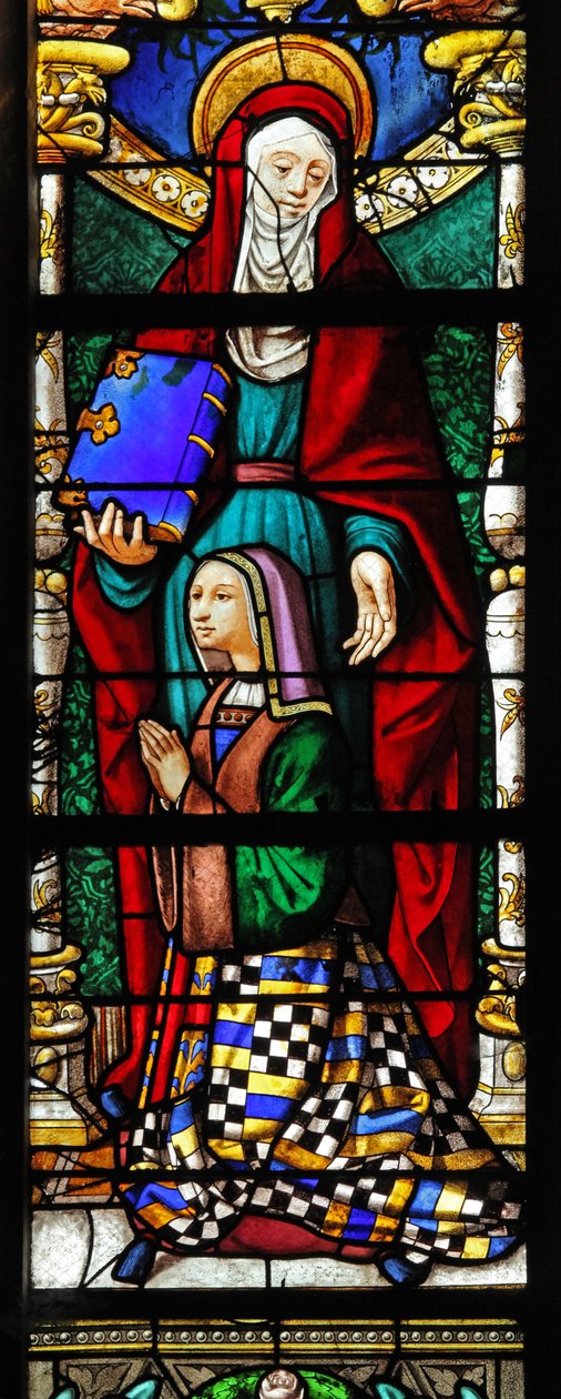 Vitrail w2 représentant Sainte Anne et un donateur - French School
