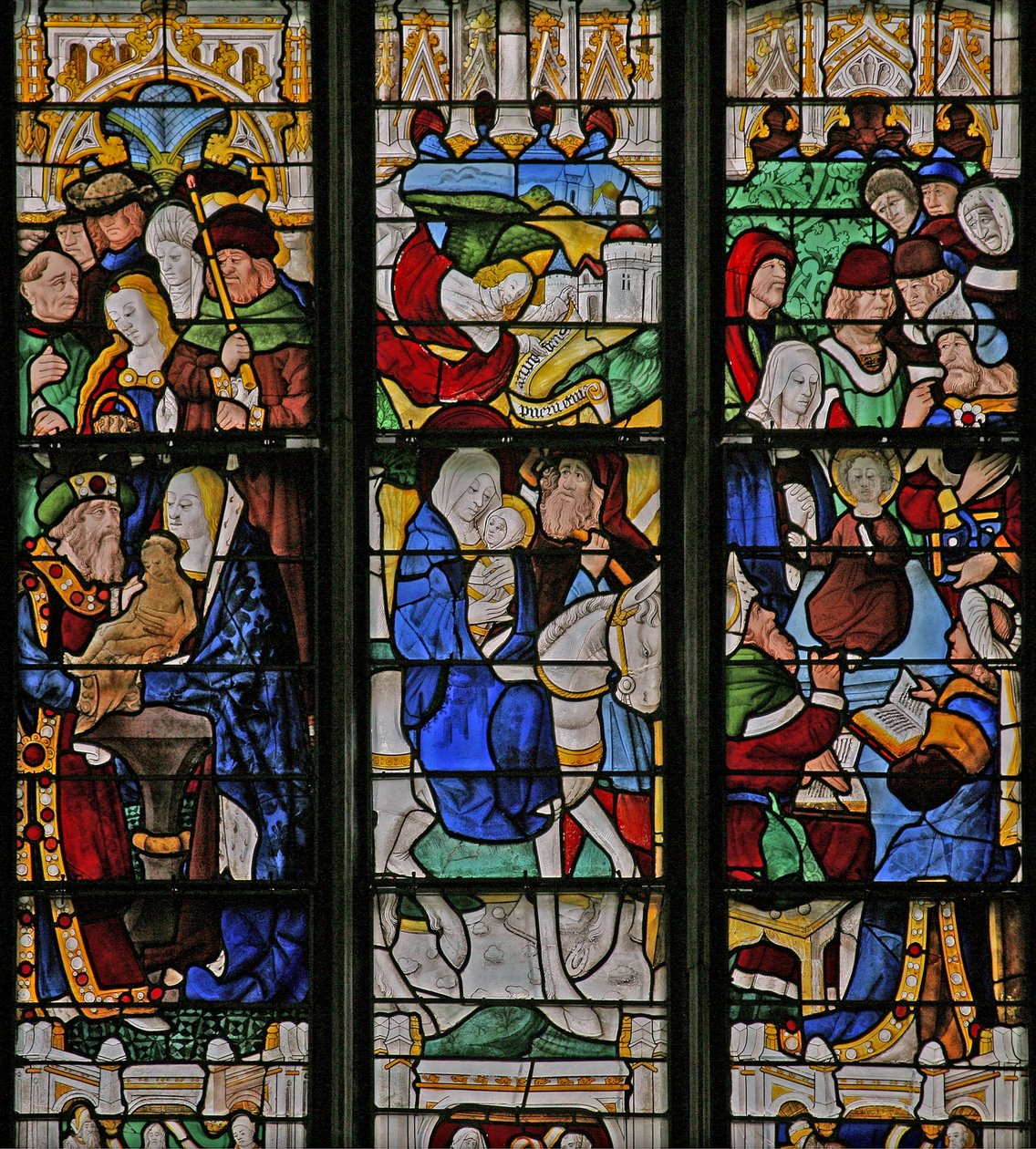 Fuite en Égypte, dans le Temple avec Siméon, Christ avec les docteurs dans le Temple - French School