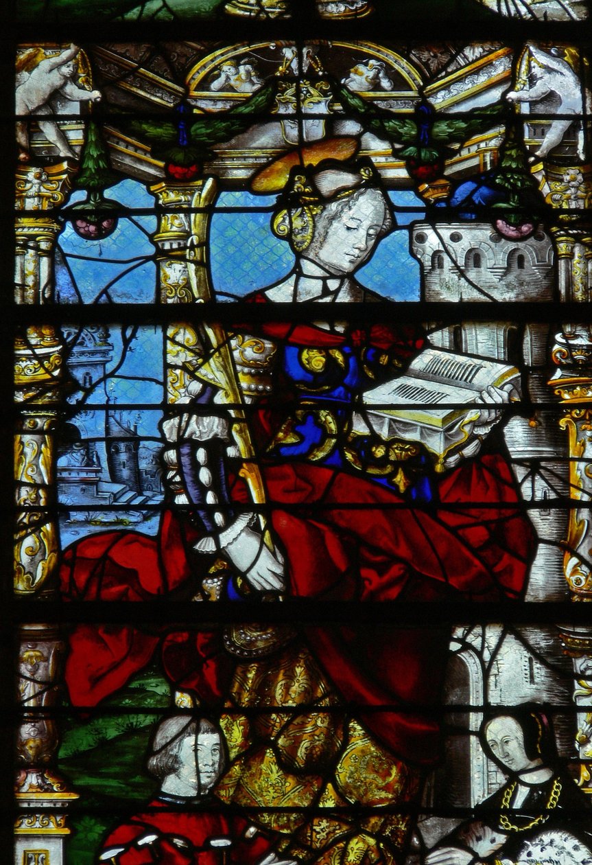 Fenêtre w37 représentant des scènes de la vie de Sainte Barbe - French School
