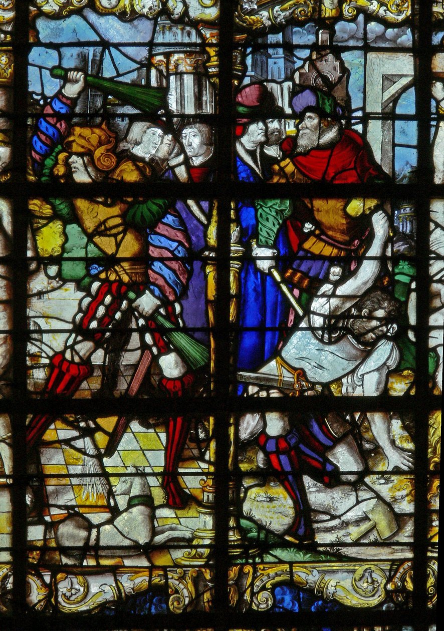 Fenêtre w37 représentant des scènes de la vie de Sainte Barbe - French School