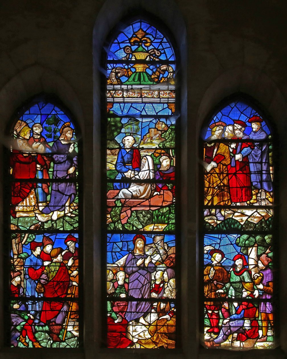 Christ prêchant et résurrection de Lazare - French School