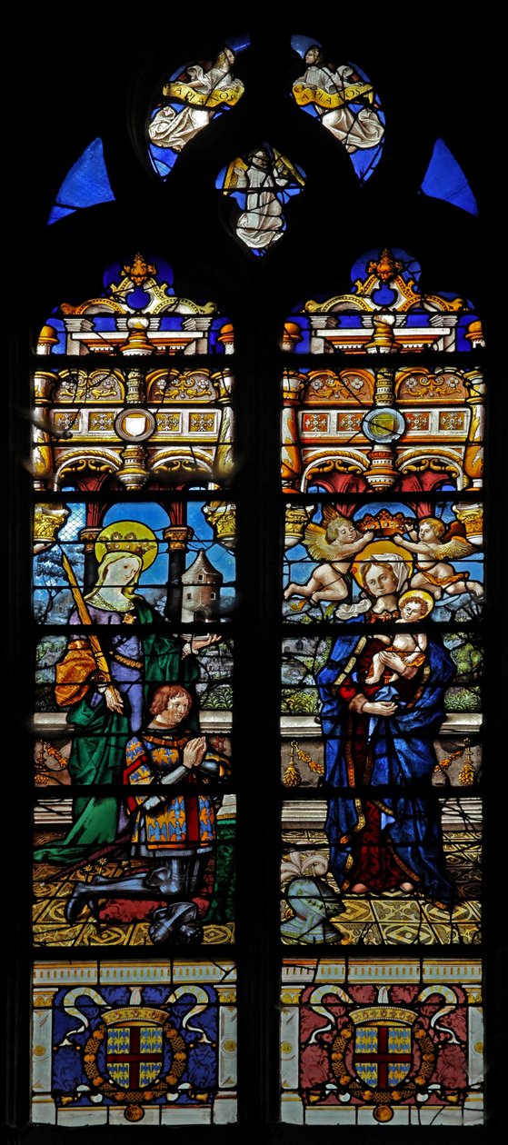 Vitrail w3 représentant Sainte Barbe et le donateur Jean de Montmorency - French School