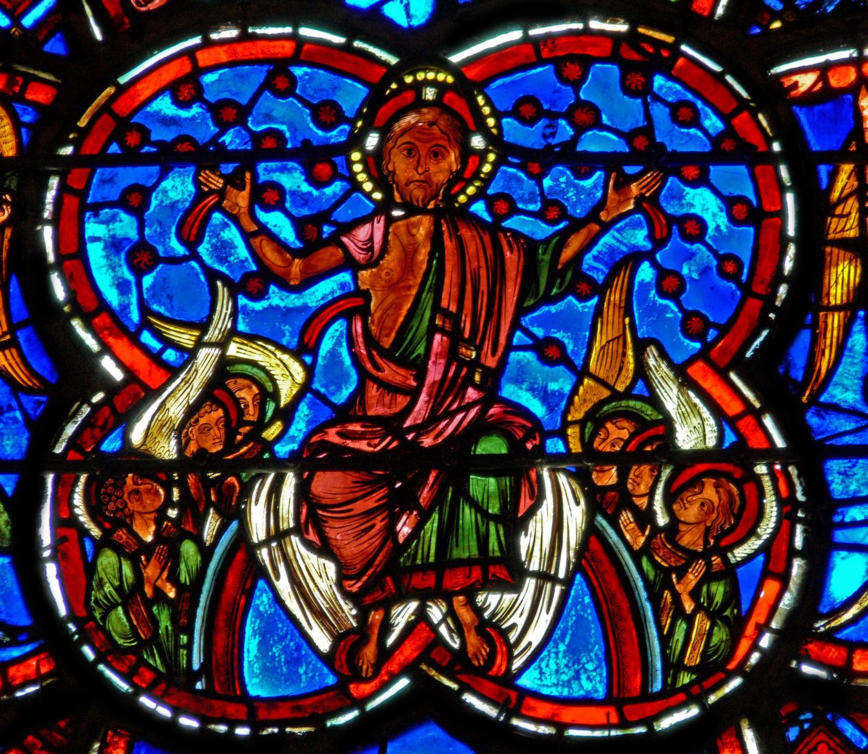 Fenêtre w4 représentant le Christ au Jugement Dernier - French School