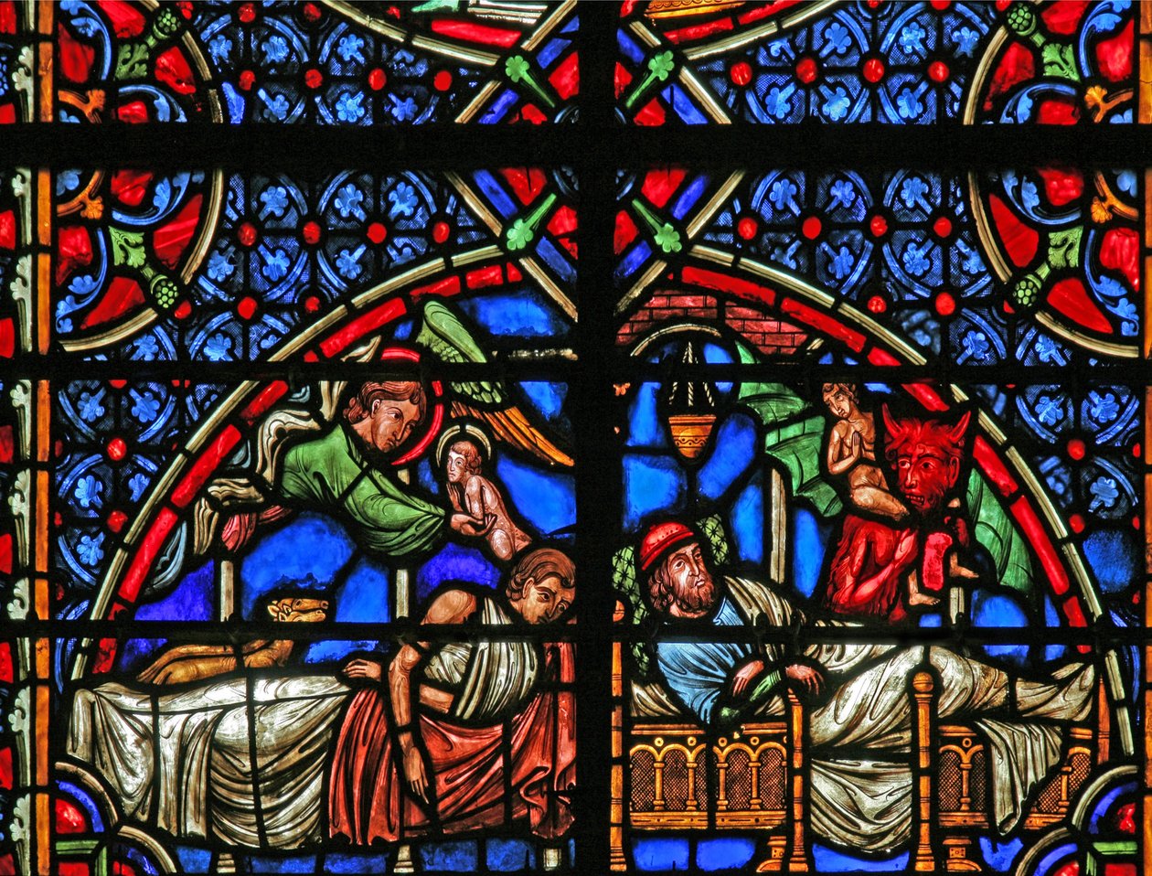 Parabole du riche et de Lazare - leurs morts - French School