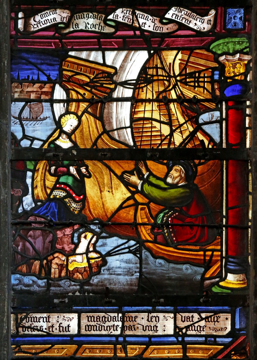 Fenêtre w5 - Le duc de Marseille revient de Jérusalem et trouve sa femme sur le rocher avec un fils - French School