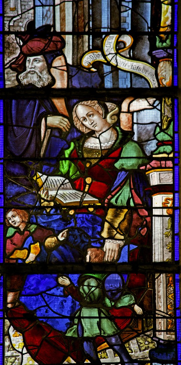 Fenêtre w6 représentant Marie Jacobe et sa famille - French School